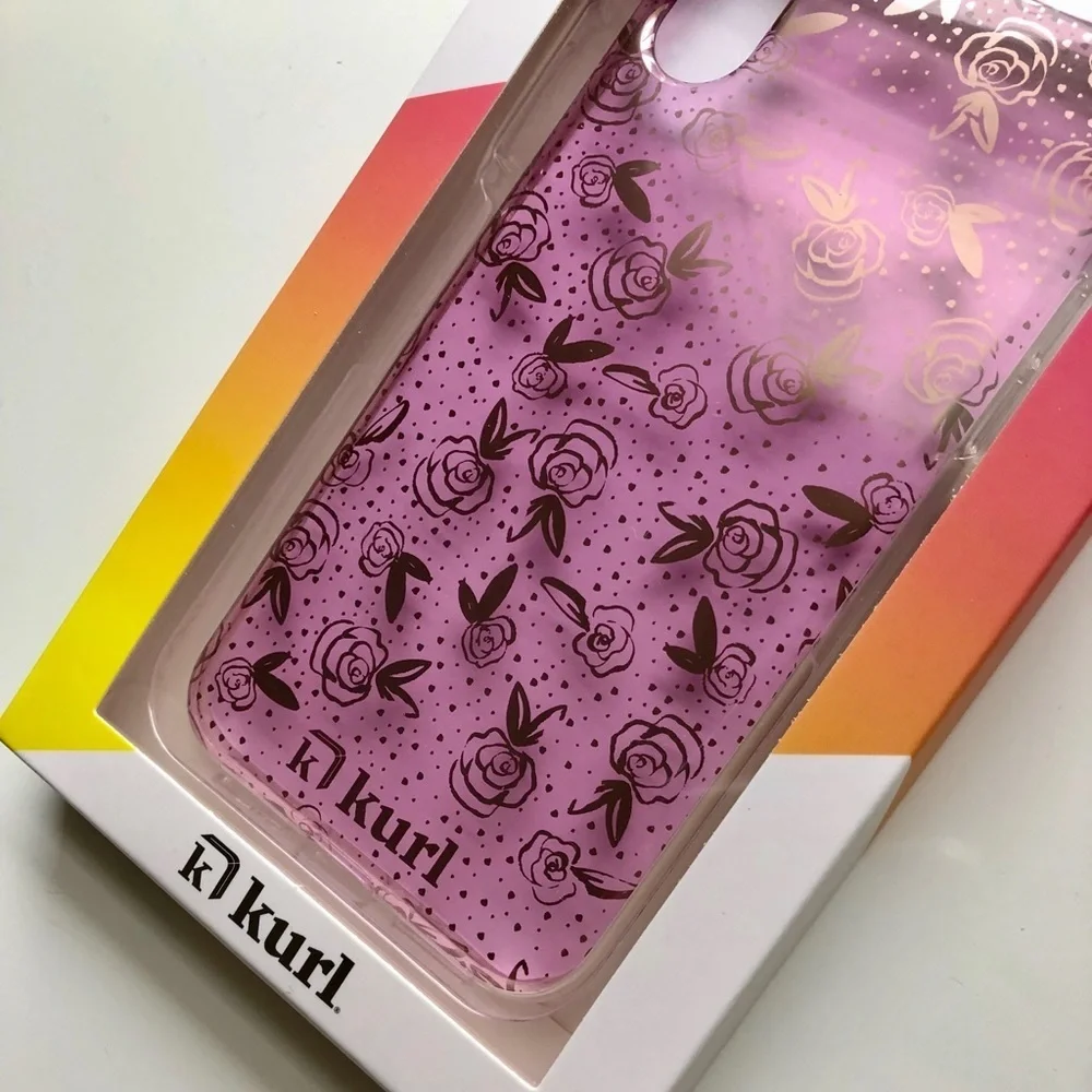 Clear Pink Gold Flower iPhone Case for Xs & X